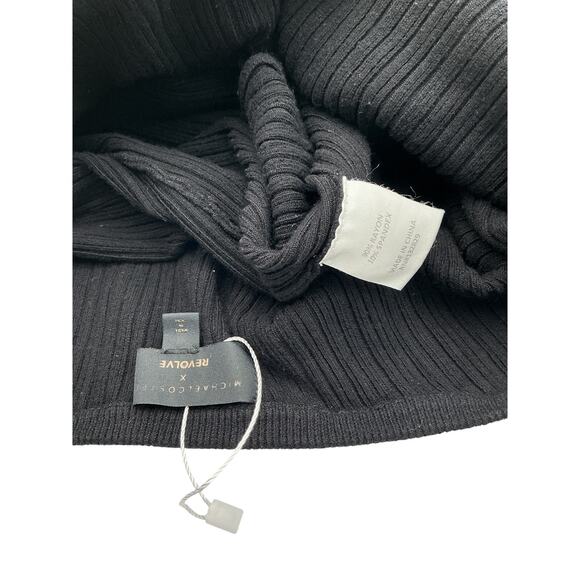 Michael Costello x Revolve 'Variegated' Black Rayon Rib Bodycon Dress Size M - Picture 4 of 4